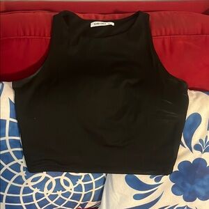 ReoRia Red and Black Fitted Crop Tank Top